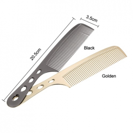 Professional Hair Salon Stainless Steel Hair Comb Hairdressing Steel Comb Hair Cutting Metal Comb Long Handle Golden