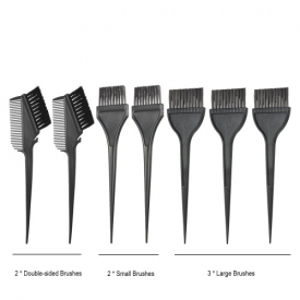 7pcs Hair Coloring Comb Kit Hair Dyeing Brushes Set Double-sided Hair Tint Tool Black Hairdressing Tool