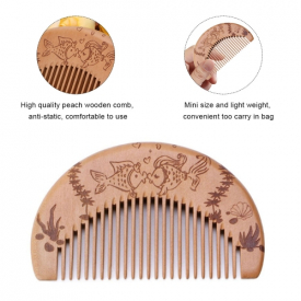 Wooden Hair Comb Man’s Beard Comb Anti-static Male Mini Facial Hair Beard Comb Wood Massage Comb