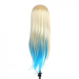27″ Mannequin Head Blue+Gold Hairdressing Training Head Hair Braiding Styling Practice Dummy Head Model With Clamp