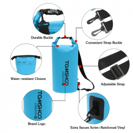 TOMSHOO 10L / 20L Outdoor Water-Resistant Dry Bag Sack Storage Bag with Waterproof Phone Case for Travelling Rafting Boating Kayaking Canoeing Camping Snowboarding