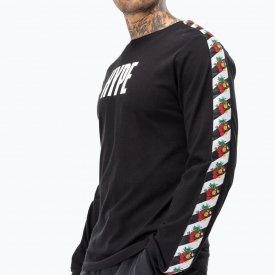 Hype Chevron Tape Mens Long Sleeve Black T-Shirt | Size X-Small