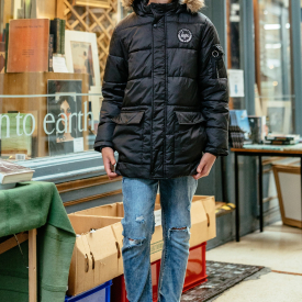 Hype Black Crest Kids Explorer Jacket | Size 13