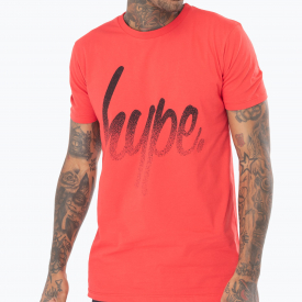 Hype Red Speckle Script Men’s T-Shirt | Size Small