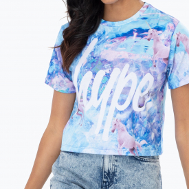 Hype Unicorn Dream Women’s Crop Multi T-Shirt | Size 16