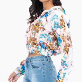 Hype Pink Gold E1 Women’s Crop Zip Multi Pullover Hoodie | Size 14