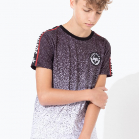 Hype Jh Race Tape Speckle Fade Kids Black/white T-Shirt | Size 3/4Y