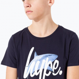 Hype Shark Script Kids Blue T-Shirt | Size 14Y