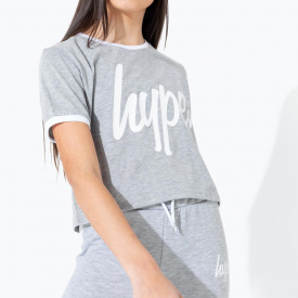 Hype Grey Ringer Kids Crop T-Shirt | Size 14Y