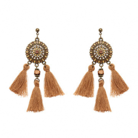 Women’s Bohemian Earrings Retro Rhinestone Flower Tassel Earrings