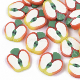Handmade Polymer Clay Cabochons, Apple, Colorful, 9~10×9~10×1.5~2mm; about 7690pcs/1000g.