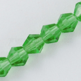 Imitation #5301 Bicone Beads, 6mm Faceted Bicone Glass Beads Strands, LimeGreen, 6x6mm, Hole: 1mm; about 50pcs/strand, 11.4″