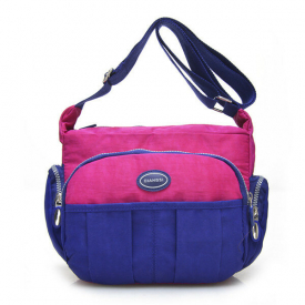 Women Nylon Waterproof Bags Casual Contrast Color Shoulder Bags Light Outdoor Travel Crossbody Bags