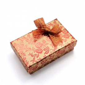 Rectangle Cardboard Jewelry Set Boxes, with Bowknot Outside and Sponge Inside, for Rings and Earrings, LightSalmon, 83x53x27mm