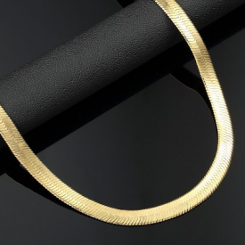 14 Karat Gold Layered Flat Polished Herringbone Chain Necklace