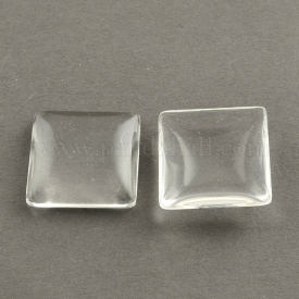 Transparent Glass Square Cabochons, Clear, 12x12x4mm