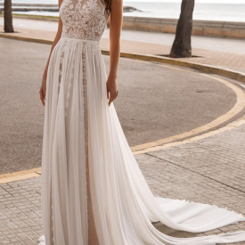 A-Line Simple Satin A Line Wedding Dress With Sleeves