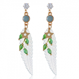 Fashion Feather Earring Star Rhinestones Acrylic Dangle