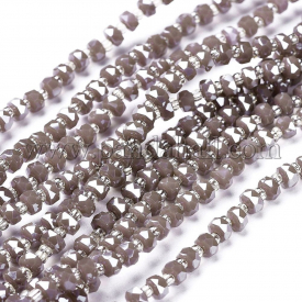 Glass Beads Strands, Faceted, Rondelle, RosyBrown, 4×2.5mm, Hole: 0.8mm; about 150pcs/strand, 23.6″(60cm)