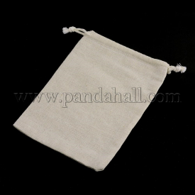 Cotton Packing Pouches Drawstring Bags, Wheat, 11×9.5mm