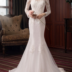 Mermaid Trumpet Simple Long Sleeve Wedding Dresses 2020