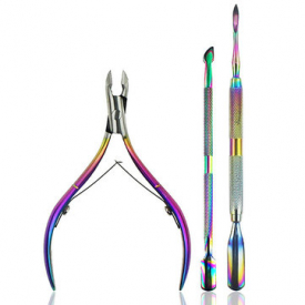 3Pcs/Set Nail Scissor Cuticle Pusher Spoon