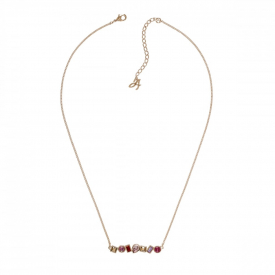 Gold Multi Shape Pink/ Red Necklace Created With Swarovski Crystals