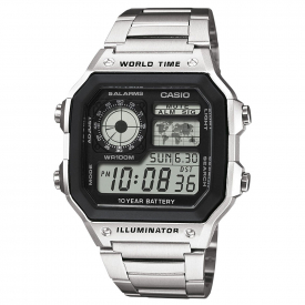 Casio Digital LCD Watch with World Time, 5x Alarms, Timer and Stopwatch 100M – AE-1200WHD-1AVEF