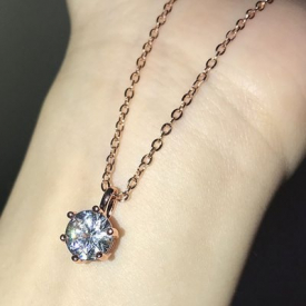 Diamond Chain Necklace For Women Simple Six Claw Cubic Zirconia Fashion Jewelry Pendant Gif