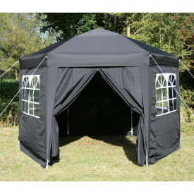 Airwave&reg; 3.5m Hexagonal Pop-Up Gazebo, 6 Side Panels, Black