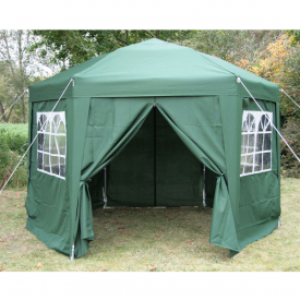 Airwave&reg; 3.5m Hexagonal Pop-Up Gazebo, 6 Side Panels, Green