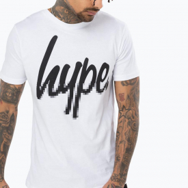 Hype White Pixel Script Mens T-Shirt | Size X-Large