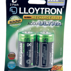 Lloytron ACCU ULTRA LR14 C Cell Rechargeable Batteries 3000mAh Capacity – 2 Pack