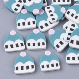 Handmade Polymer Clay Cabochons, Castle, DarkTurquoise, 10~12×9~10×1.5~2mm; about 4345pcs/1000g