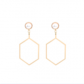 Polygonal Geometry Hollow Artificial Pearl Women Earrings