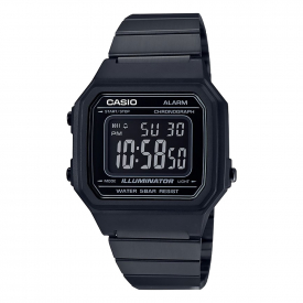 Casio Digital LCD Watch with Chrono, Multi Alarm, Timer etc Black Stainless Strap – B650WB-1BEF