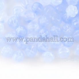 Czech Glass Beads, with Gold Wash, Pumpkin/Round Melon, Lavender, 8mm, Hole: 0.8mm; about 140pcs/bag, 95~100g/bag
