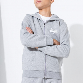 Hype Grey Mini Script Kids Zip Hoodie | Size 13