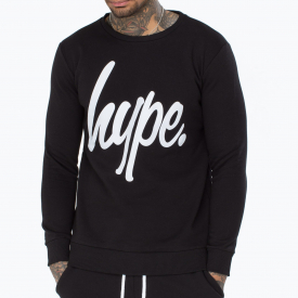 Hype Black Script Mens Crew Neck | Size X-Large