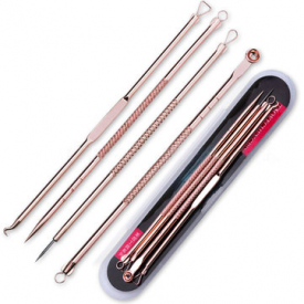 4Pcs/Kit Rose Gold Double-head Pimples Acne Blackhead Remover Needles Multipurpose Cleansing Tools