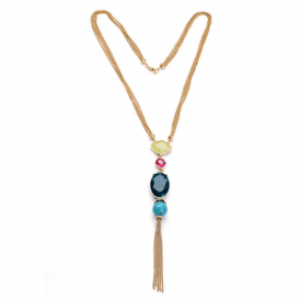 Trendy Tassel Zinc Alloy Resin Beads Long Sweater Necklace