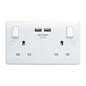 BG 322U-AL 13A 2 Gang Switched Socket + TWIN USB