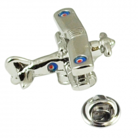 Biplane with Roundels Lapel Pin Badge