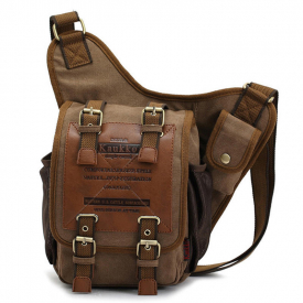 KAUKKO Men Retro Canvas Travel Shoulder Bags