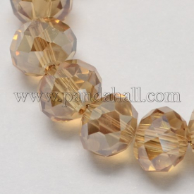 Handmade Glass Beads, Faceted Rondelle, Camel, 8x6mm, Hole: 1mm; about 68~70pcs/strand
