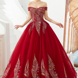 Chicloth Beautiful Elegant Red Ball Gown Prom Dress