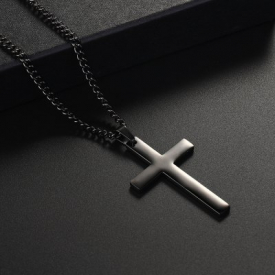 Single Titanium Cross Necklace Stainless Steel Gold Black Prayer Chain Cross Pendants Men Jewelry