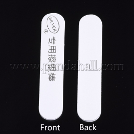 Plastic Silver Polishing Stick, Double-Sided Cleaning Buffing Bar for Jewelry, White, 9x2x0.7cm