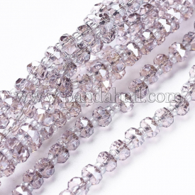 Glass Beads Strands, Faceted, Rondelle, Thistle, 4×2.5mm, Hole: 0.8mm; about 150pcs/strand, 23.6″(60cm)