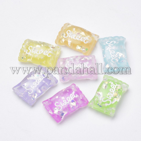 Resin Paillette Cabochons, Candy, Mixed Color, 24.5x17x8mm